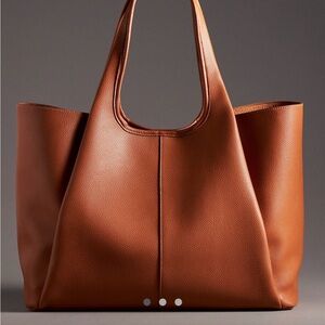 Anthropologie Large Brown Leather Tote Bag